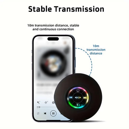 LED Light Wireless Bluetooth Speaker, IPX4 Waterproof with Suction Cup, Mini Portable Stereo Loudspeaker for Outdoor & Bathroom